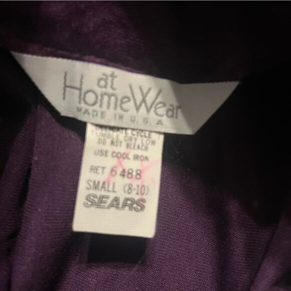 Vtg Velvet Floral Appliqué Elastic Waist Wide Leg Loungewear Jumpsuit Size S - Picture 4 of 6